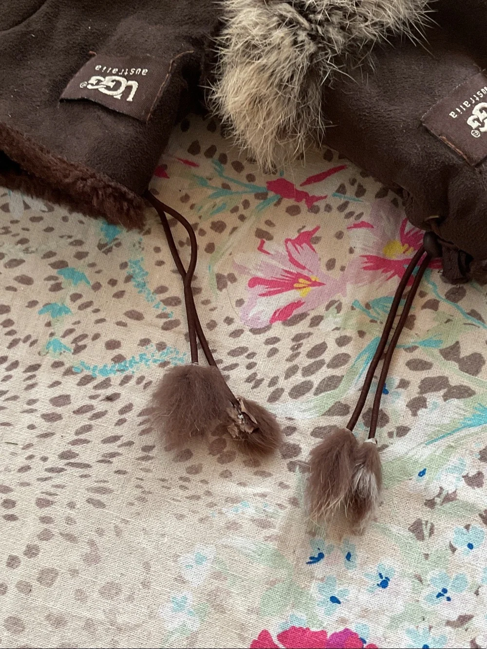 UGG Shearling Mittens with Pom Details